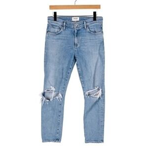 AGOLDE Denim High Rise Ripped Knee Slim Jeans Light Wash Distressed‎
